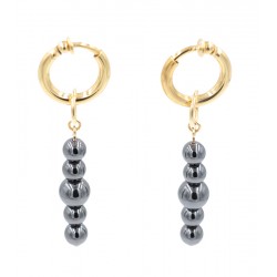Anneaux Intime plaqué or sans piercing Diapason Perle Hématite