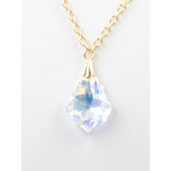 Collier pendentif cristal baroque boérale plaqué or
