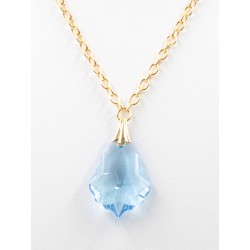 Collier pendentif cristal baroque bleu ciel plaqué or