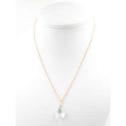Collier pendentif cristal baroque plaqué or