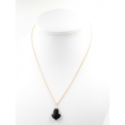 Collier pendentif cristal noir baroque plaqué or