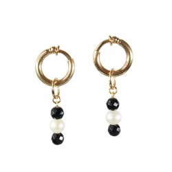 Anneaux Intime plaqué or onyx et perle d'eau douce