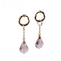 Anneaux intime Plaqué Or cristal baroque Rose