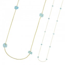 Sautoir Algue-marine argent doré or 18 carats