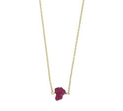 Collier agent d'or 2 microns avec rubis brut