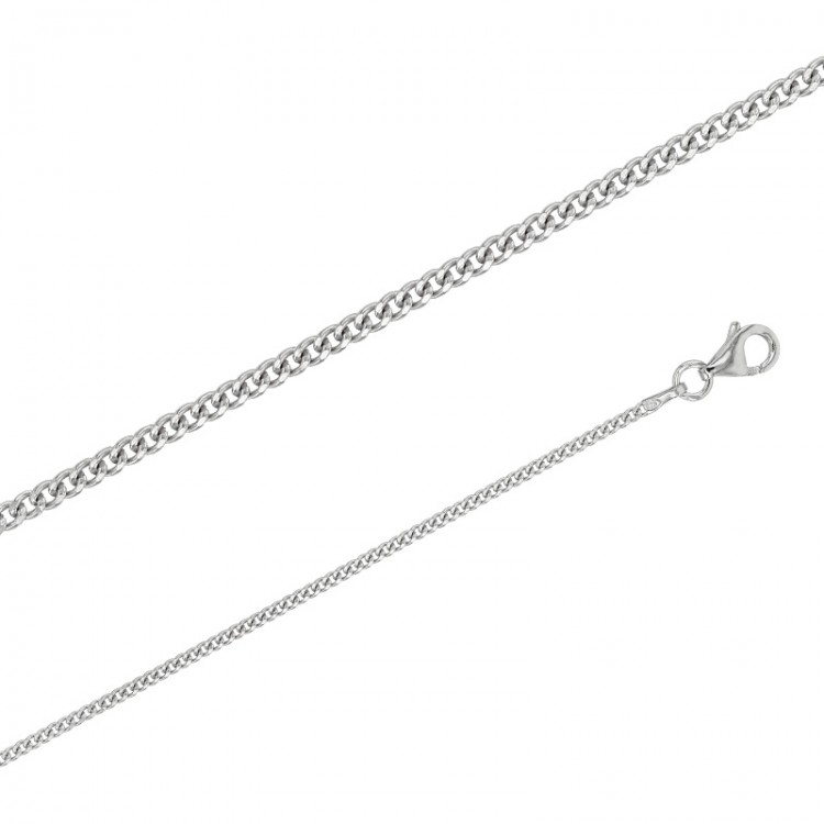 Chaîne maille Gourmette Diamantée 4 faces argent massif 40 cm et 1.40 mm de large