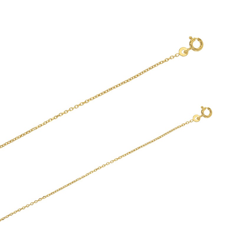 Chaîne plaqué or maille forçat diamantée 1.4 mm de large et 42 cm de long