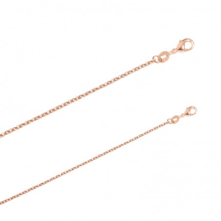 Chaîne plaqué or rose maille forçat diamantée 1.35 mm de large et 45 cm de long