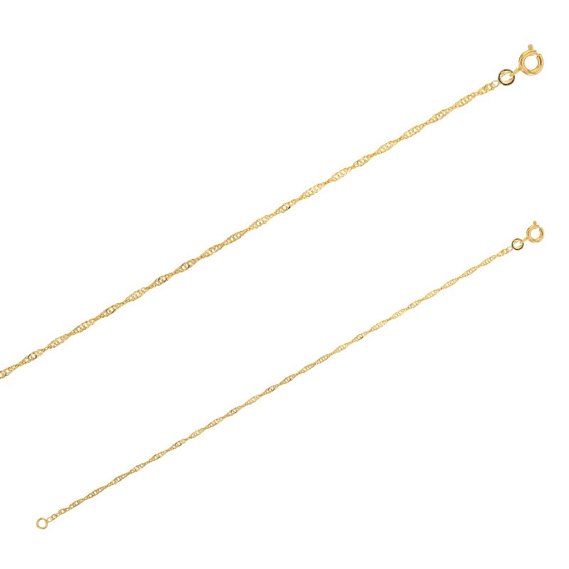 Chaîne maille singapour plaqué or de 1.6 mm de large et 40 cm de long 