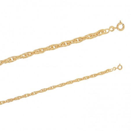 Chaîne maille corde plaqué or de 4 mm de large et 45 cm de long