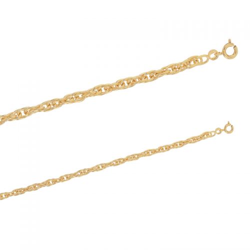 Bracelet maille corde plaqué or 4 mm de large 19 cm de long