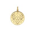 Médaille plaqué or signe astrologique gravé Taureau plaqué