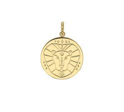 Médaille plaqué or signe astrologique gravé Lion