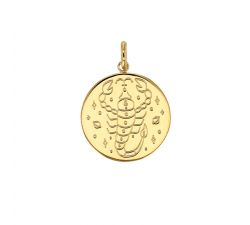 Médaille plaqué or signe astrologique gravé Scorpion