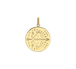 Médaille plaqué or signe astrologique gravé Sagittaire
