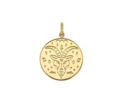 Médaille plaqué or signe astrologique gravé Capricorne