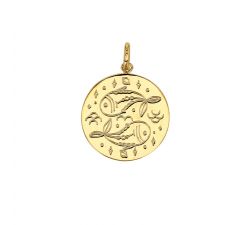 Médaille plaqué or signe astrologique gravé Poisson