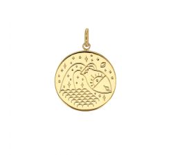 Médaille plaqué or signe astrologique gravé Verseau