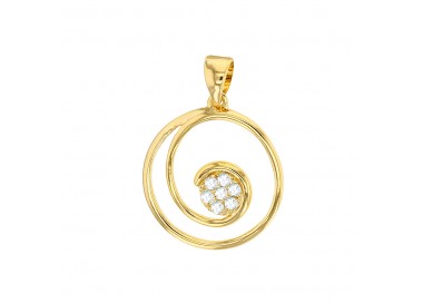 Pendentif Plaqué or forme spirale avec oxydes de zirconium au centre