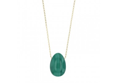Sautoir Malachite, chaîne argent 925/1000 doré
