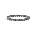 Bracelet homme pierre japse gris et perles acier ciselé avec élastique