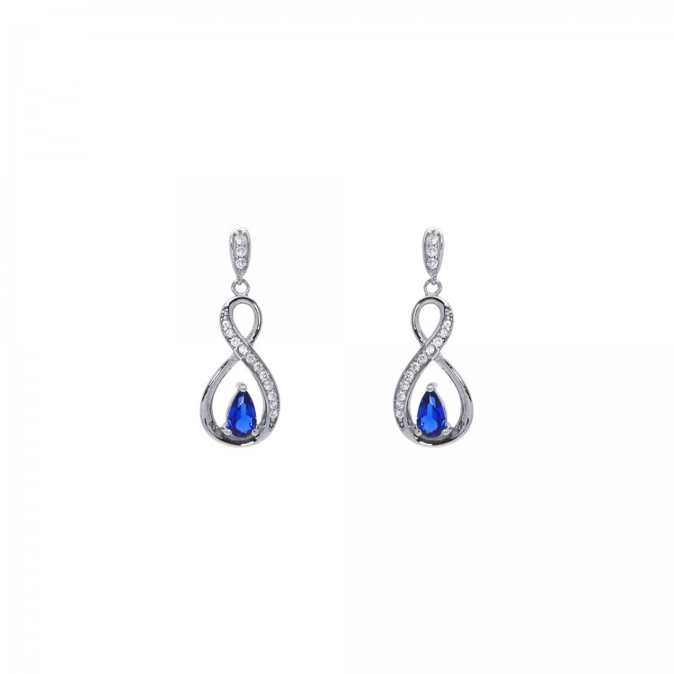 Boucles d'oreilles argent infini cristal goûtte bleu