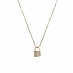 Collier plaqué or cadenas serti d'oxyde de zirconium