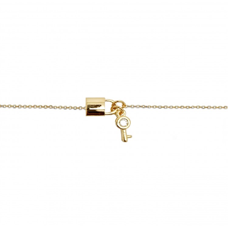 bracelet cadenas et clé plaqué or