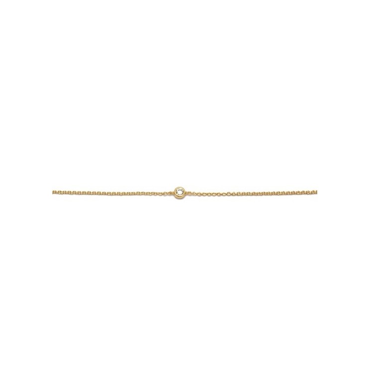 Chaîne de cheville fine plaqué or serti oxyde de zirconium