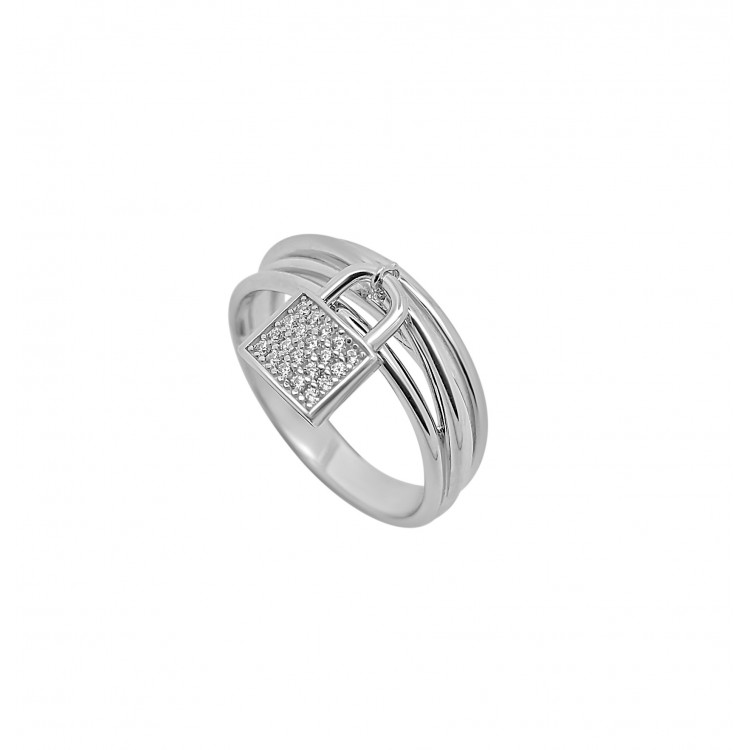 Bague argent rhodié Cadenas