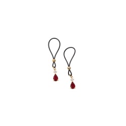 Bijoux seins plaqué or goûte saphir rouge