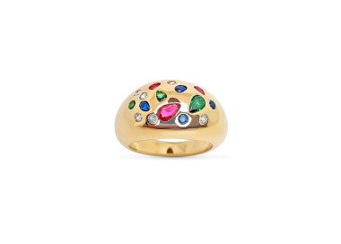 Bague en Plaque Or Tutti Frutti bombé