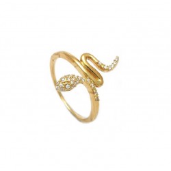 Bague fine Serpent diamanté en plaqué or