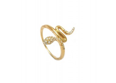 Bague fine Serpent diamanté en plaqué or