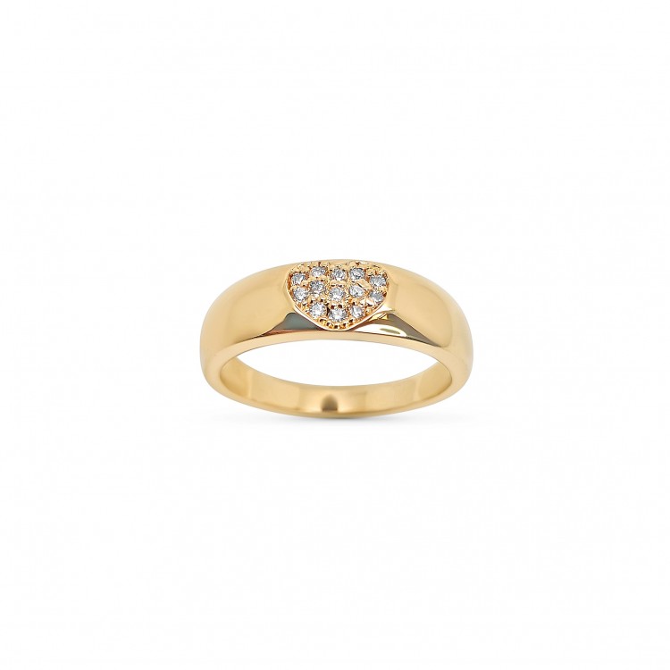 Bague en plaqué or forme coeur serti de 12 cristaux Bague en plaqué or forme coeur serti de 12 cristaux
