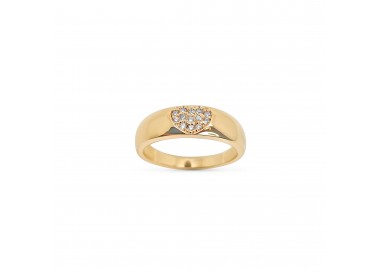 Bague en plaqué or forme coeur serti de 12 cristaux