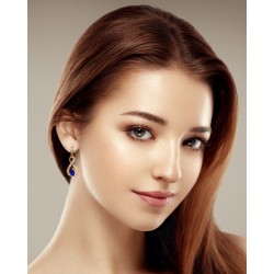 Boucles d'oreilles plaqué or motif infini cristal de zirconium goûte bleu