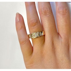 Bague ceinture plaqué or oxydes de zirconium