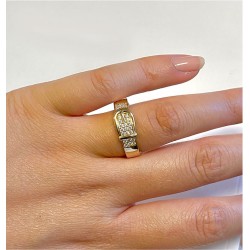 Bague ceinture plaqué or 18 carats et 25 cristaux sertis