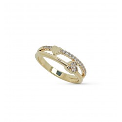 bague fine 2 cœur plaqué or 18 carats sertis oxyde de zirconium