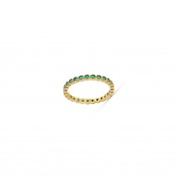 Bague plaqué or fine 18 carats serti d'oxydes vert émeraude