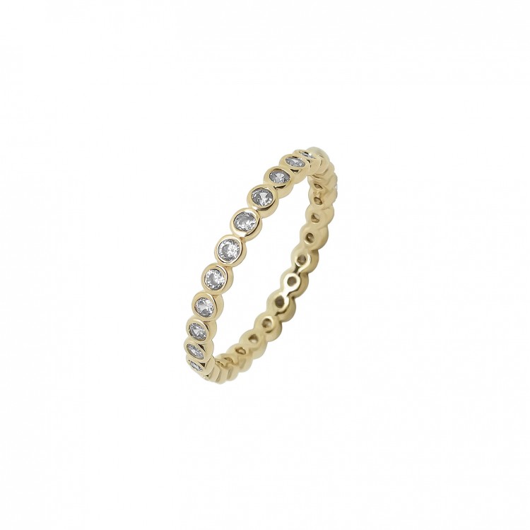 Bague fine plaqué or 18 carats cristaux d'oxydes zirconium