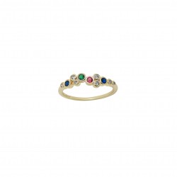 Bague fine serti jolie cristaux motif arrondi plaqué or