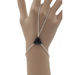 Chaîne de main argent massif cristal noir
