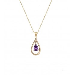 Collier plaqué or 18 carats goute violette oxyde de zirconium