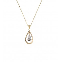 collier femme 45 cm plaqué or goute cristal