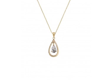 collier femme 45 cm plaqué or goute cristal