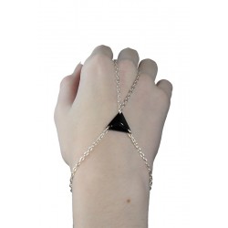 Chaîne de main argent massif 925 cristal noir swarovski