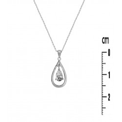 Collier femme argent rhodié goute cristal oxyde de zirconium