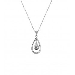 Collier argent rhodié goute cristal oxyde de zirconium